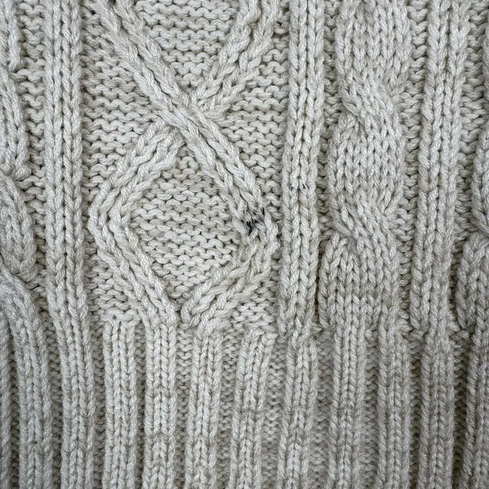 Vintage Thane Men’s Fisherman Cable Knit Cardigan Sweater Acrylic Cream‎ Medium